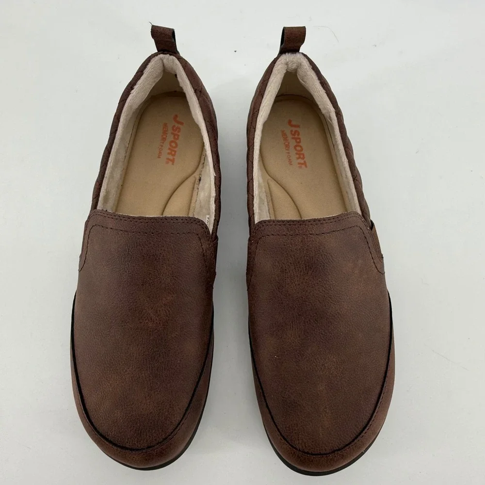 JSport by Jambu Lisa Brown Quilted Faux Fur‎  Slip On Shoes S5LSA34 Women 6.5